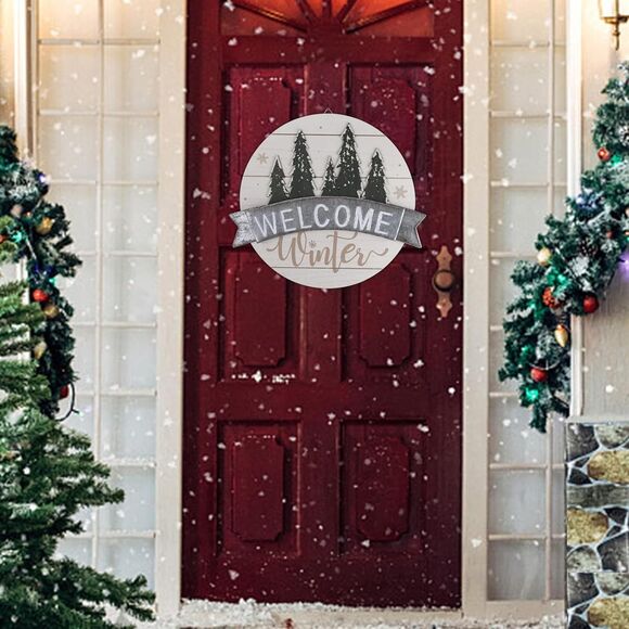 Sfozstra Winter Welcome Sign, "Welcome Winter" Front Door Decorative Sign - Picture 4 of 7